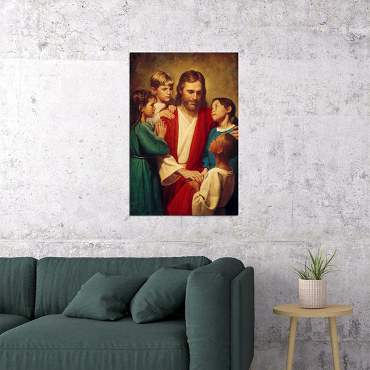 Jesus Christ And Little Children Oil Religious Poster Wall Art Print Home Wall Decor - xonomax