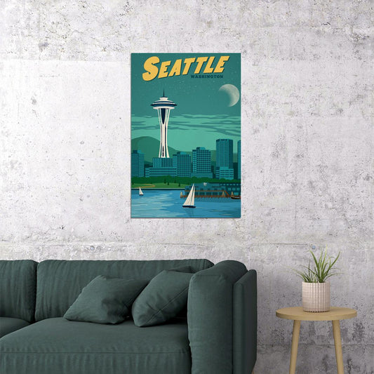 City Of Seattle 1923 Landscape Travel Sky Poster Wall Art Print Home Wall Decor - xonomax