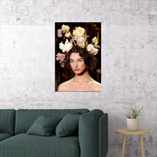 Flowers In Her Hair Fashion Attractive Model Poster Wall Art Print Home Wall Decor - xonomax
