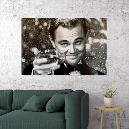 Leonardo Dicaprio Cheers Attractive Actor Poster Wall Art Print Home Wall Decor - xonomax