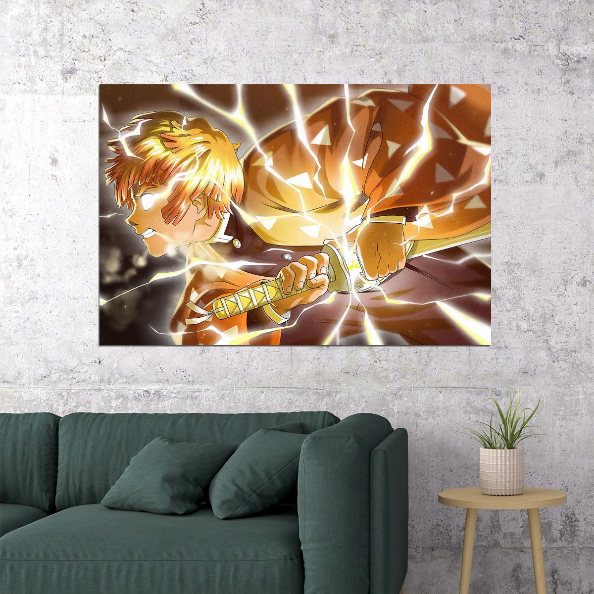 Zenitsu Demon Slayer Anime Adventure Action Poster Wall Art Print Home Wall Decor