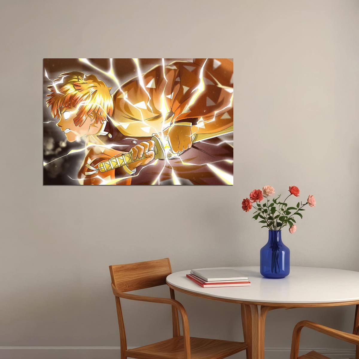 Zenitsu Demon Slayer Anime Adventure Action Poster Wall Art Print Home Wall Decor