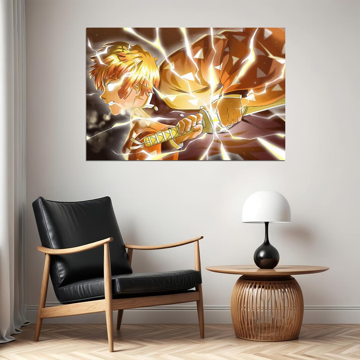Zenitsu Demon Slayer Anime Adventure Action Poster Wall Art Print Home Wall Decor