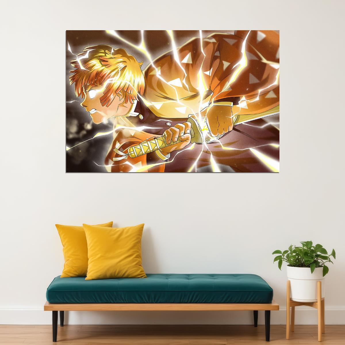 Zenitsu Demon Slayer Anime Adventure Action Poster Wall Art Print Home Wall Decor