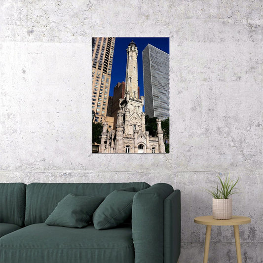 Chicago Water Tower Tourism Office Vintage Poster Wall Art Print Home Wall Decor - xonomax