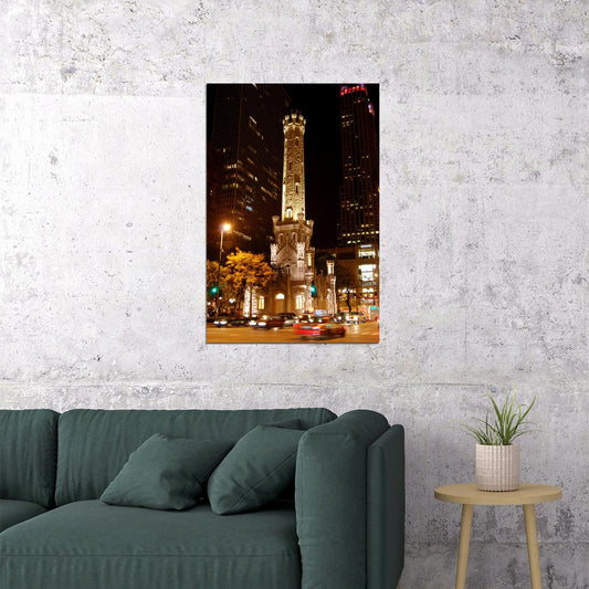 Chicago Water Tower Historical Building Poster Wall Art Print Home Wall Decor - xonomax