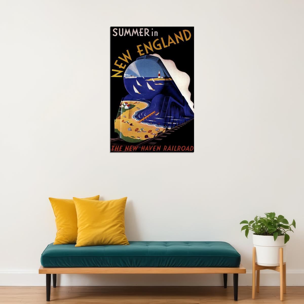 Summer In New England With Railroad Train Travel Poster Wall Art Print Home Wall Decor - xonomax