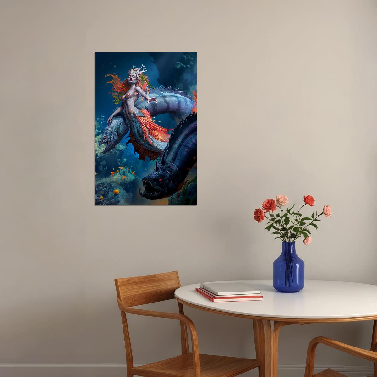 Mermaid In The Sea Girl Design Poster Wall Art Print Home Wall Decor - xonomax