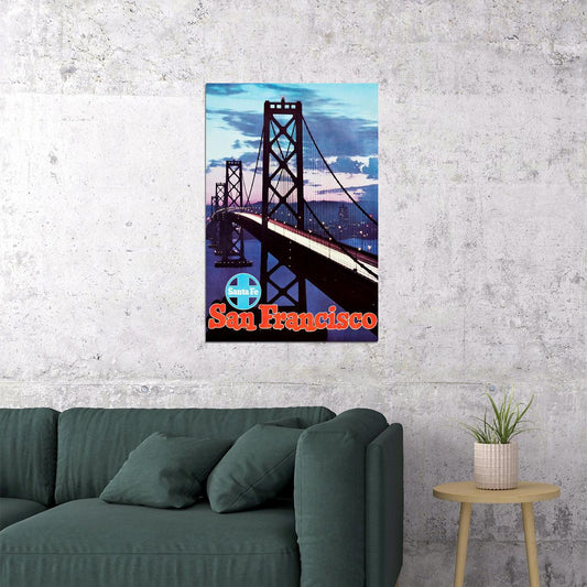 San Francisco Bridge Landscape Vintage Travel Poster Wall Art Print Home Wall Decor - xonomax