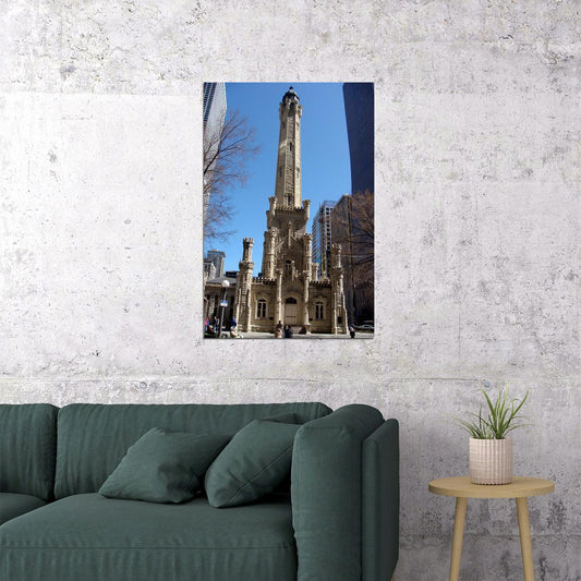 Chicago Water Tower Historical Building Poster Wall Art Print Home Wall Decor - xonomax