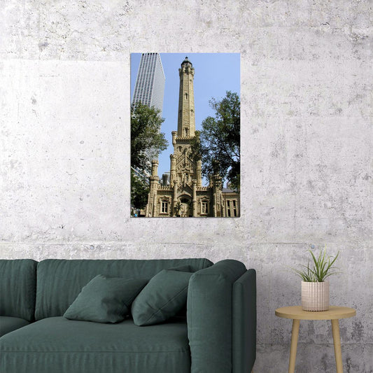 Chicago Water Tower Tourism Office Vintage Poster Wall Art Print Home Wall Decor - xonomax