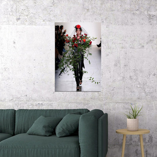 Flowers In Her Hair Fashion Attractive Model Poster Wall Art Print Home Wall Decor - xonomax