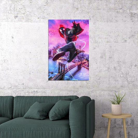 Spider Man Into The Spider Verse Animation Action Poster Wall Art Print Home Wall Decor - xonomax