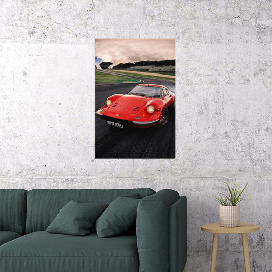 Ferrari Dino 246 Gt Sports Car Racing Car Poster Wall Art Print Home Wall Decor - xonomax