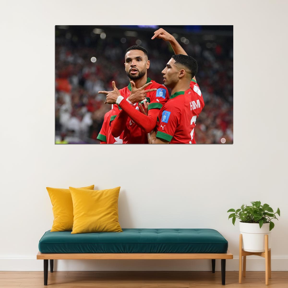 Youssef En Nesyri Morocco National Team World Cup Poster Wall Art Print Home Wall Decor