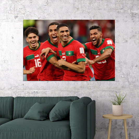 Achraf Hakimi Goal Celebration Morocco World Cup Poster Wall Art Print Home Wall Decor - xonomax