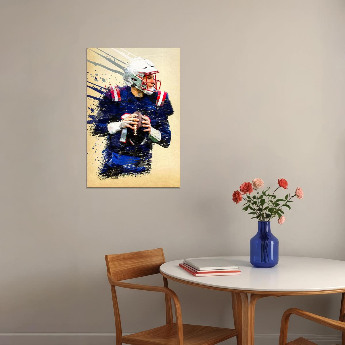 New England Patriots Mac Jones American Footballer Poster Wall Art Print Home Wall Decor - xonomax
