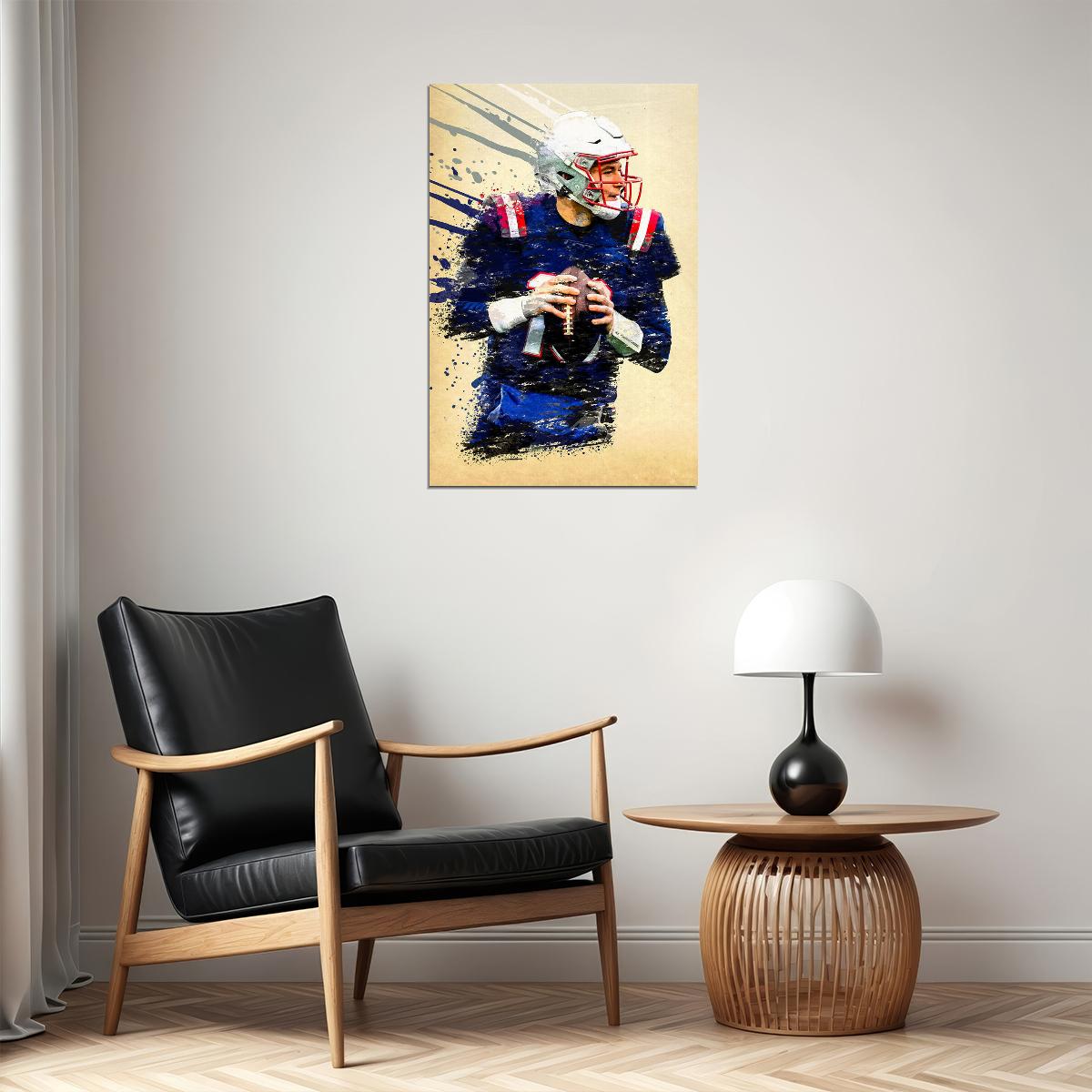 New England Patriots Mac Jones American Footballer Poster Wall Art Print Home Wall Decor - xonomax