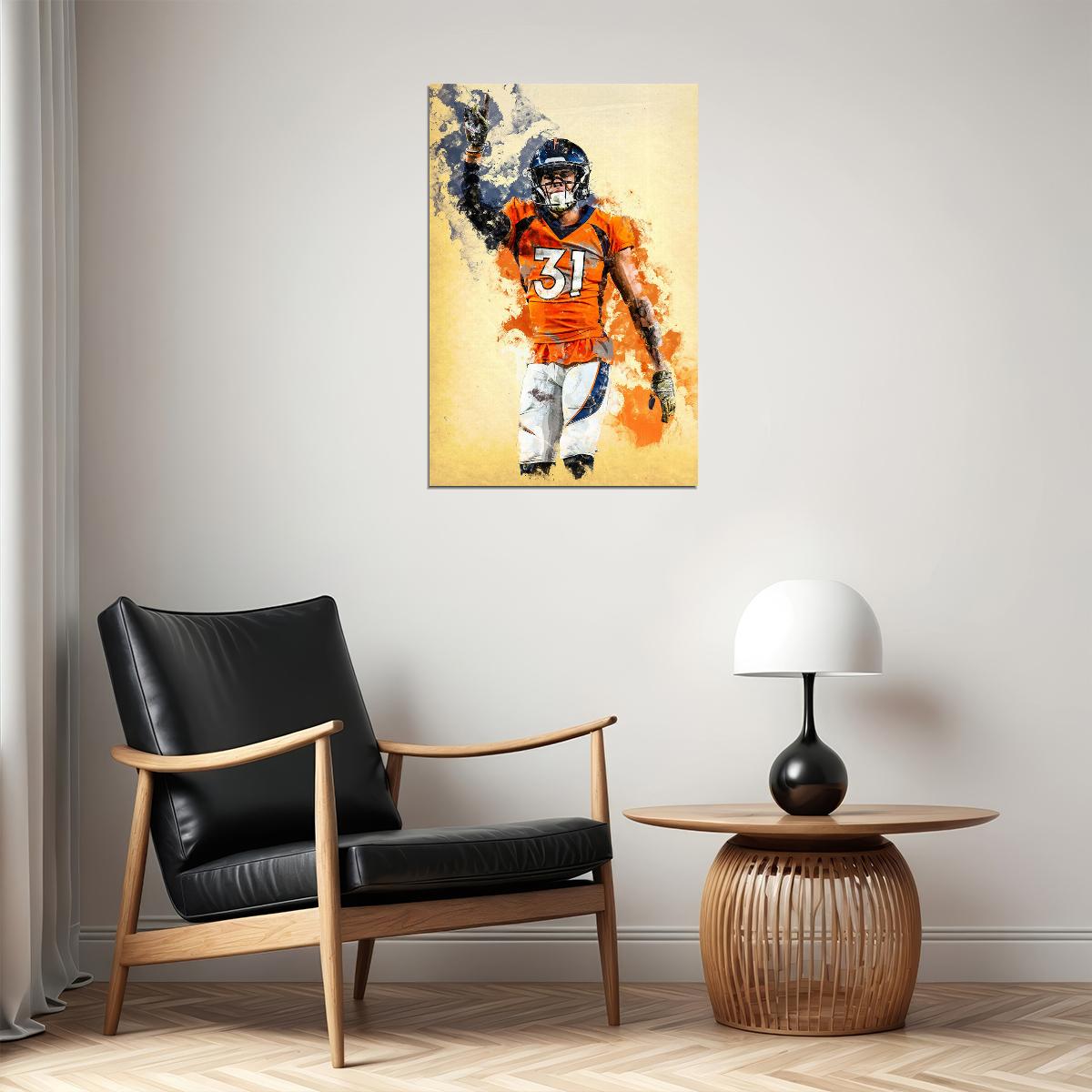 Denver Broncos Justin Simmons American Footballer Poster Wall Art Print Home Wall Decor - xonomax