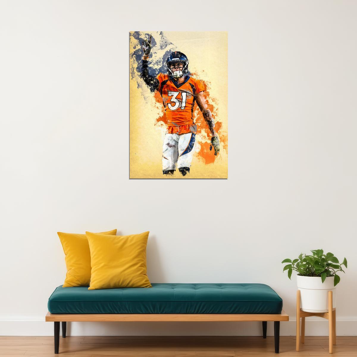 Denver Broncos Justin Simmons American Footballer Poster Wall Art Print Home Wall Decor - xonomax