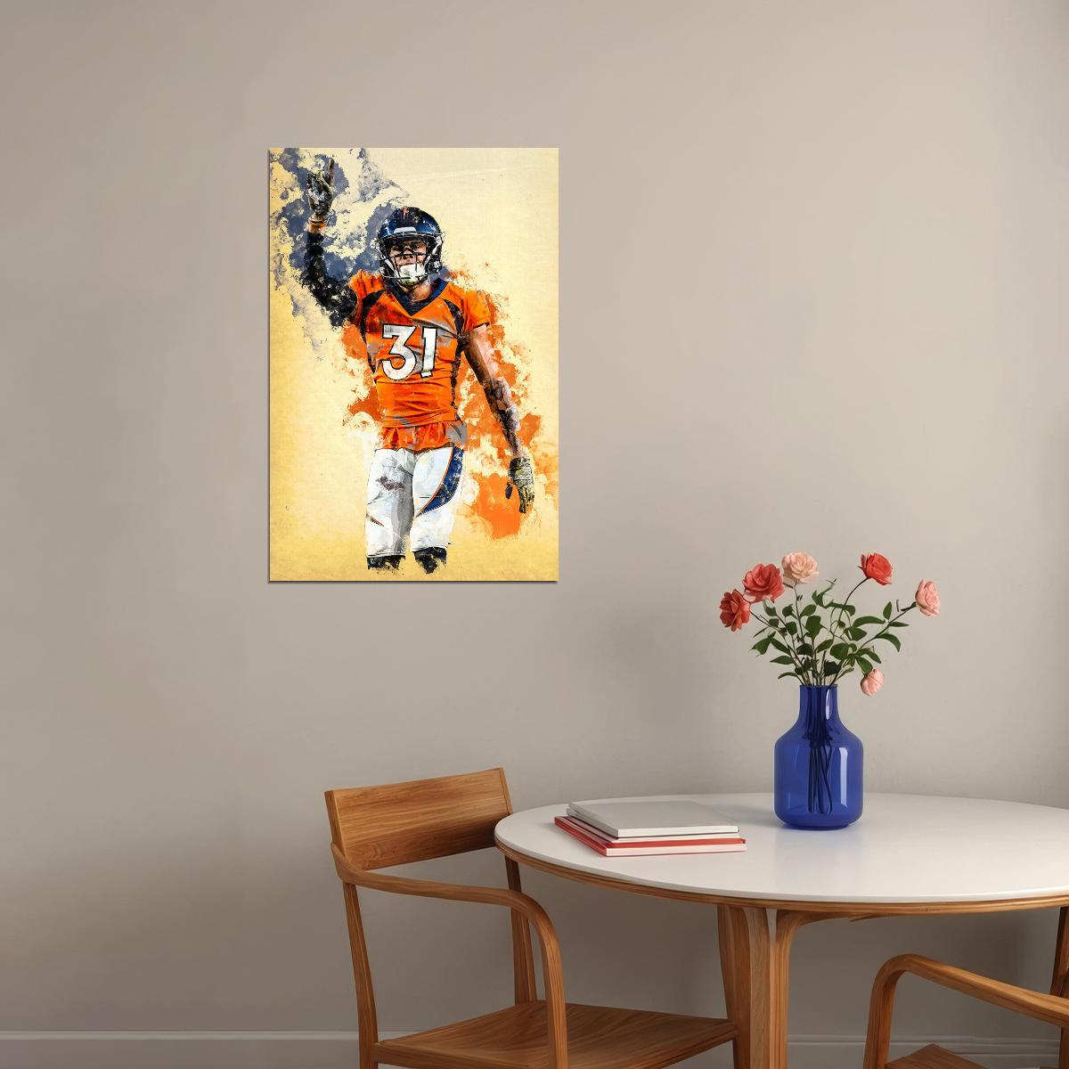 Denver Broncos Justin Simmons American Footballer Poster Wall Art Print Home Wall Decor - xonomax