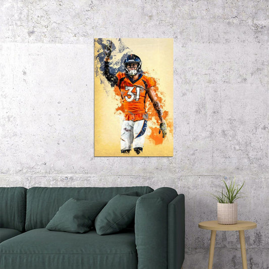 Denver Broncos Justin Simmons American Footballer Poster Wall Art Print Home Wall Decor - xonomax