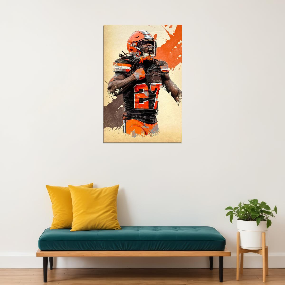 Cleveland Browns Kareem Hunt American Football Player Poster Wall Art Print Home Wall Decor - xonomax