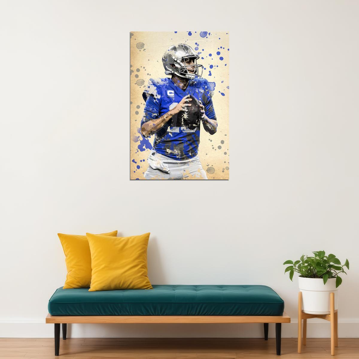 Detroit Lions Jared Goff American Football Player Sport Poster Wall Art Print Home Wall Decor - xonomax
