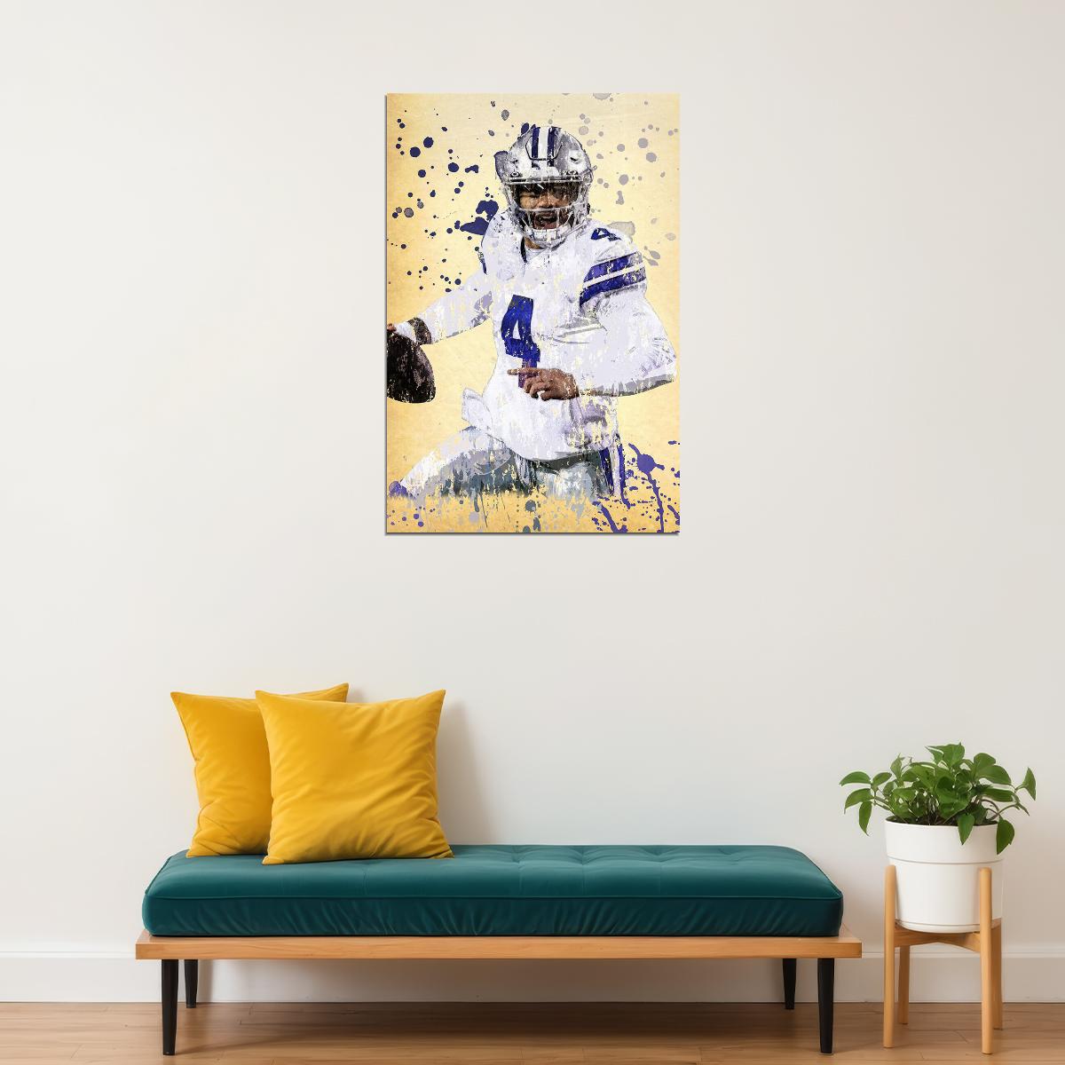 Dallas Cowboys Dak Prescott American Football Player Poster Wall Art Print Home Wall Decor - xonomax