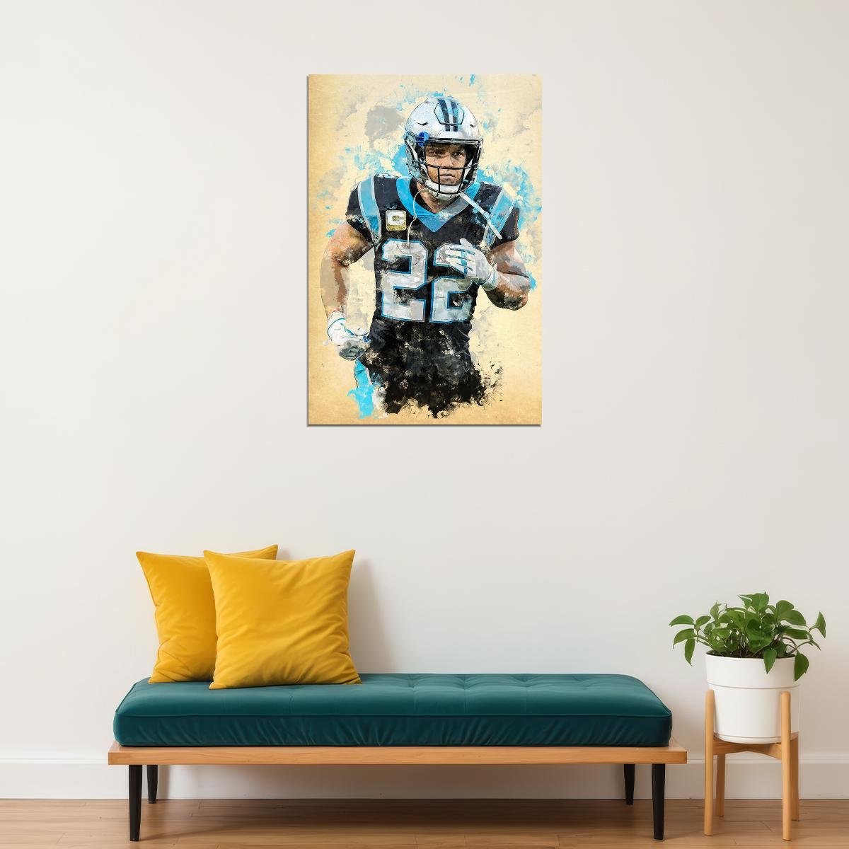 Carolina Panthers Christian Mc Caffrey American Footballer Poster Wall Art Print Home Wall Decor - xonomax