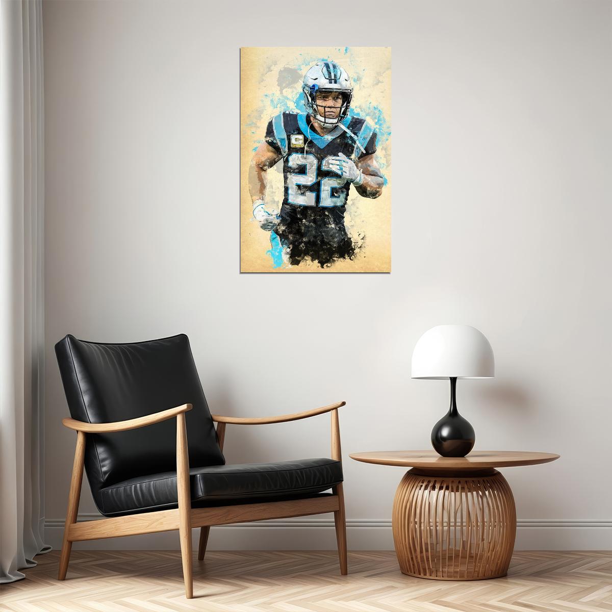Carolina Panthers Christian Mc Caffrey American Footballer Poster Wall Art Print Home Wall Decor - xonomax