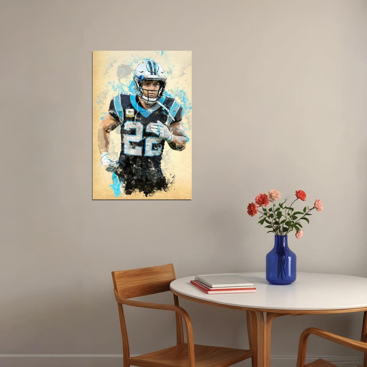 Carolina Panthers Christian Mc Caffrey American Footballer Poster Wall Art Print Home Wall Decor - xonomax