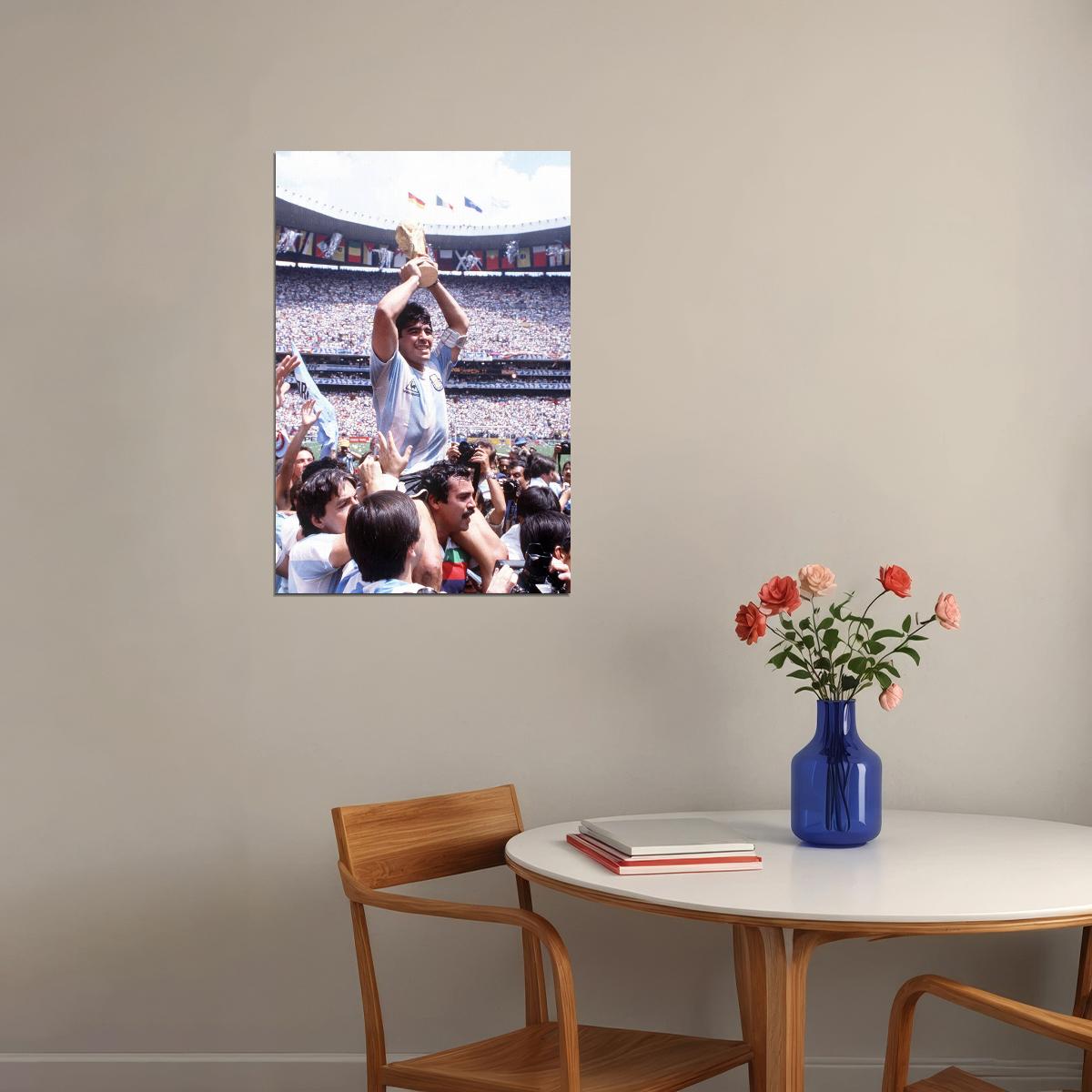 Diego Argentina Soccer Goat 1986 Football Trophy Champions Poster Wall Art Print Home Wall Decor - xonomax
