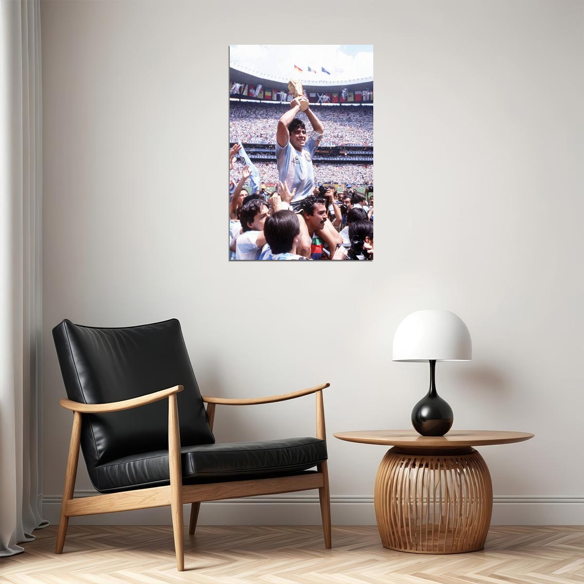 Diego Argentina Soccer Goat 1986 Football Trophy Champions Poster Wall Art Print Home Wall Decor - xonomax