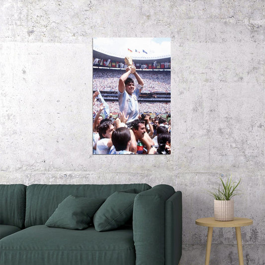 Diego Argentina Soccer Goat 1986 Football Trophy Champions Poster Wall Art Print Home Wall Decor - xonomax