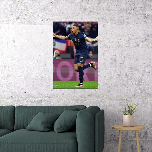 Mbappe Celebrating Goal Football Final France World Soccer Fans Poster Wall Art Print Home Wall Decor - xonomax