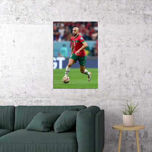 Sofyan Amrabat Morocco National Team World Cup Poster Wall Art Print Home Wall Decor - xonomax