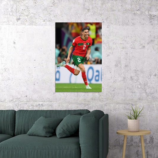 Achraf Hakimi Morocco National Team World Cup Poster Wall Art Print Home Wall Decor - xonomax