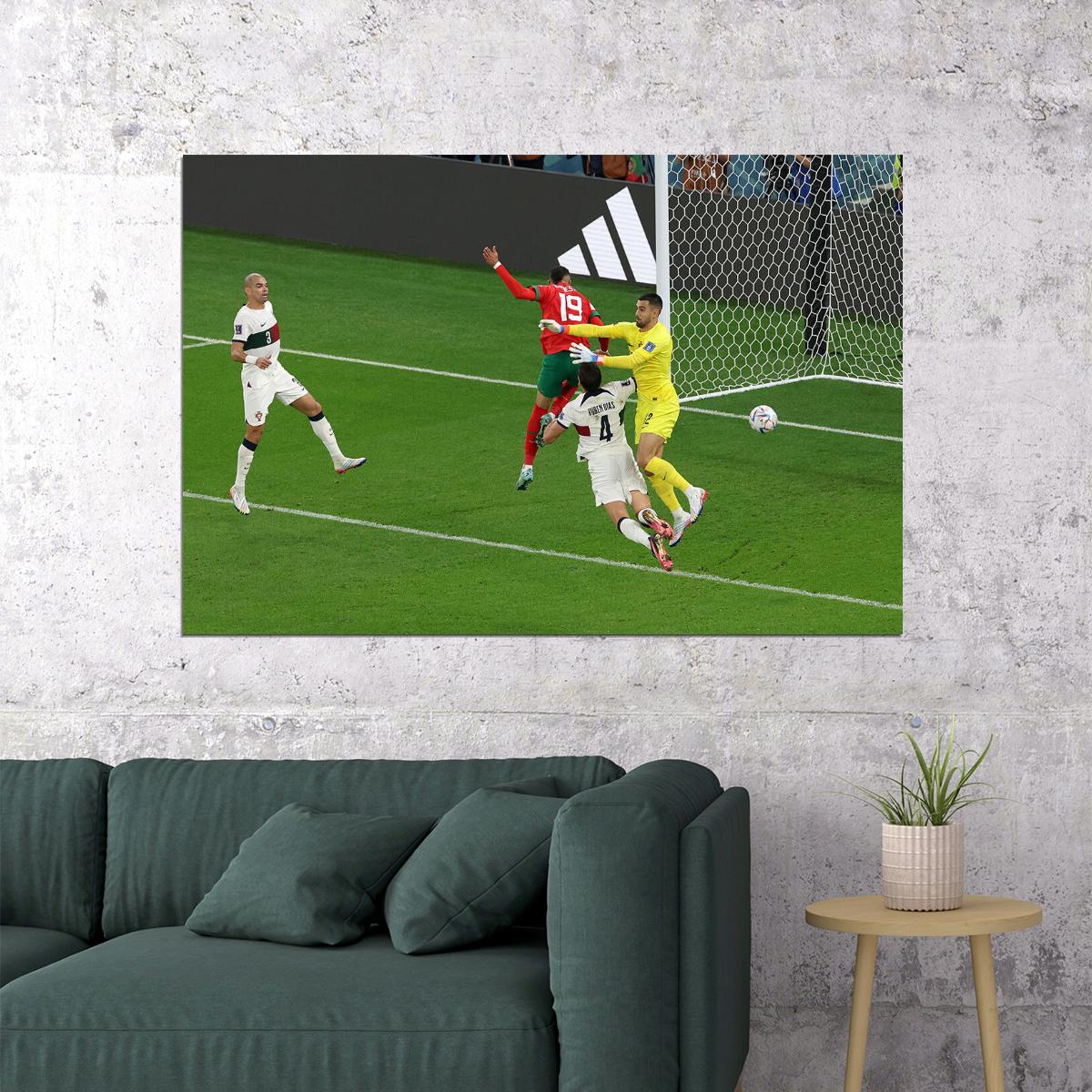 Youssef En Nesyri Goal Morocco World Cup Sport Poster Wall Art Print Home Wall Decor