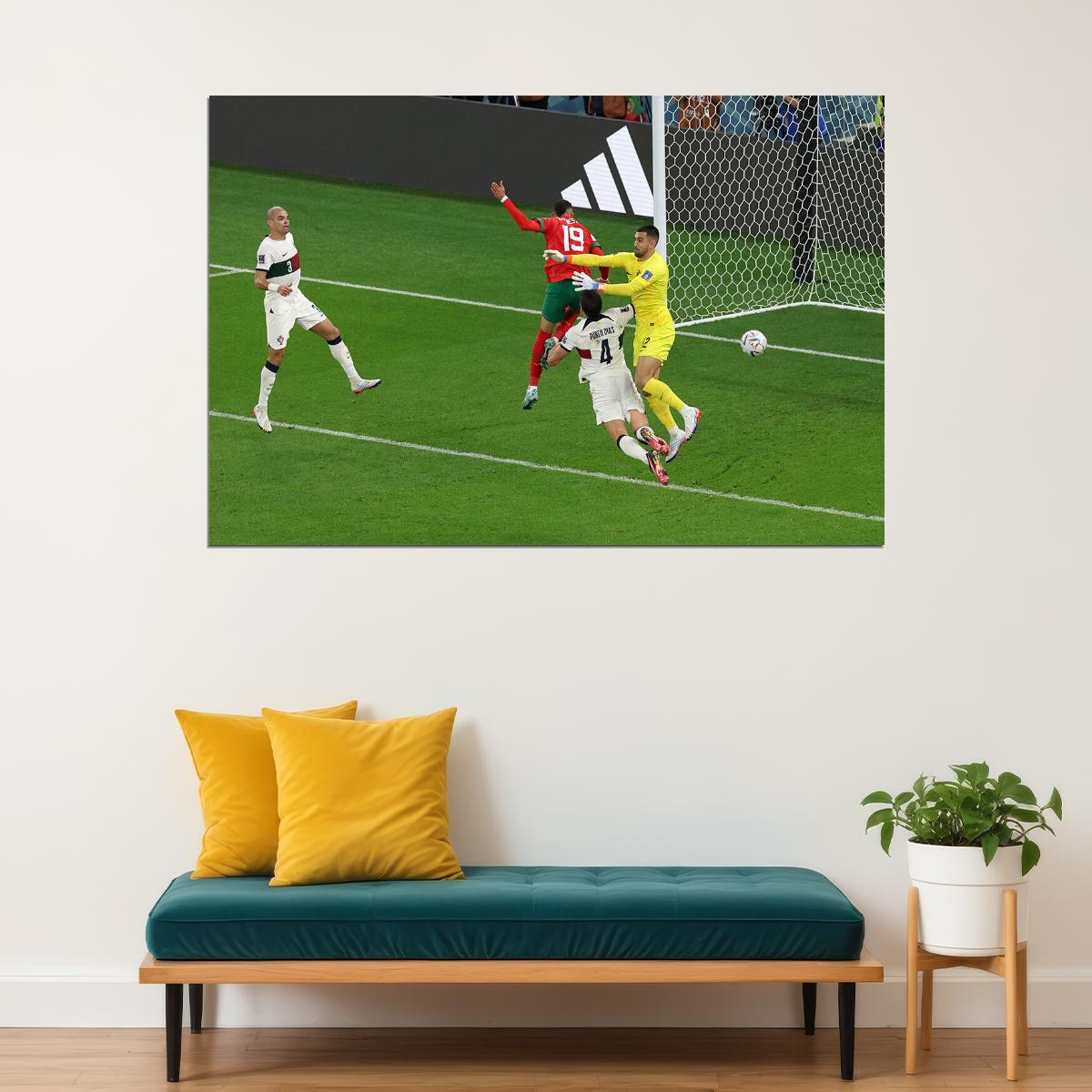 Youssef En Nesyri Goal Morocco World Cup Sport Poster Wall Art Print Home Wall Decor