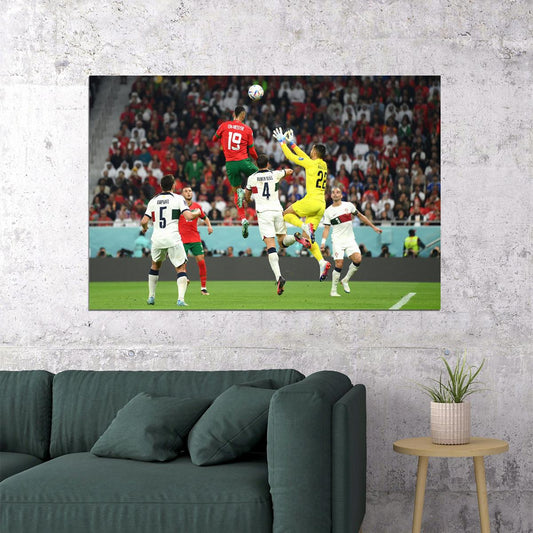 Youssef En Nesyri Goal Morocco National Team World Cup Poster Wall Art Print Home Wall Decor - xonomax