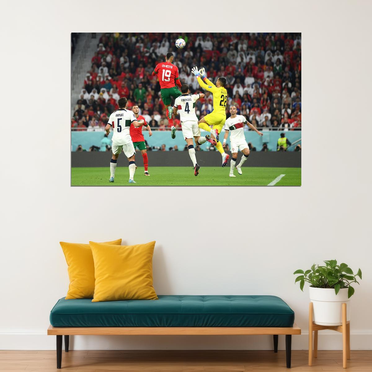Youssef En Nesyri Goal Morocco National Team World Cup Poster Wall Art Print Home Wall Decor