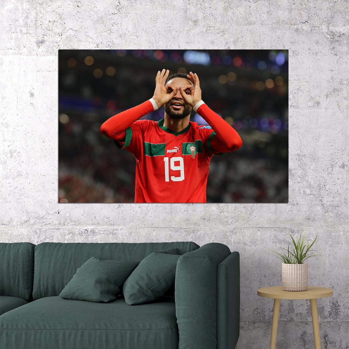 Youssef En Nesyri Morocco National Team World Cup Poster Wall Art Print Home Wall Decor
