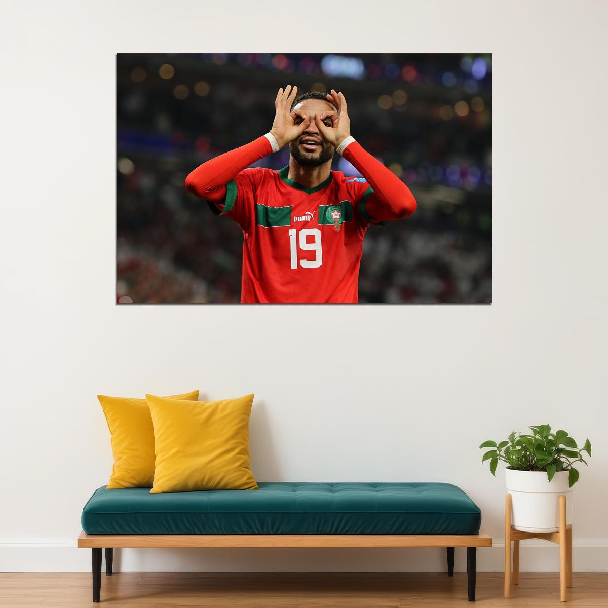 Youssef En Nesyri Morocco National Team World Cup Poster Wall Art Print Home Wall Decor