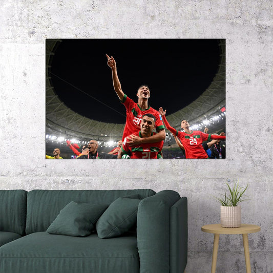 Achraf Dari Walid Cheddira Morocco World Cup Poster Wall Art Print Home Wall Decor - xonomax