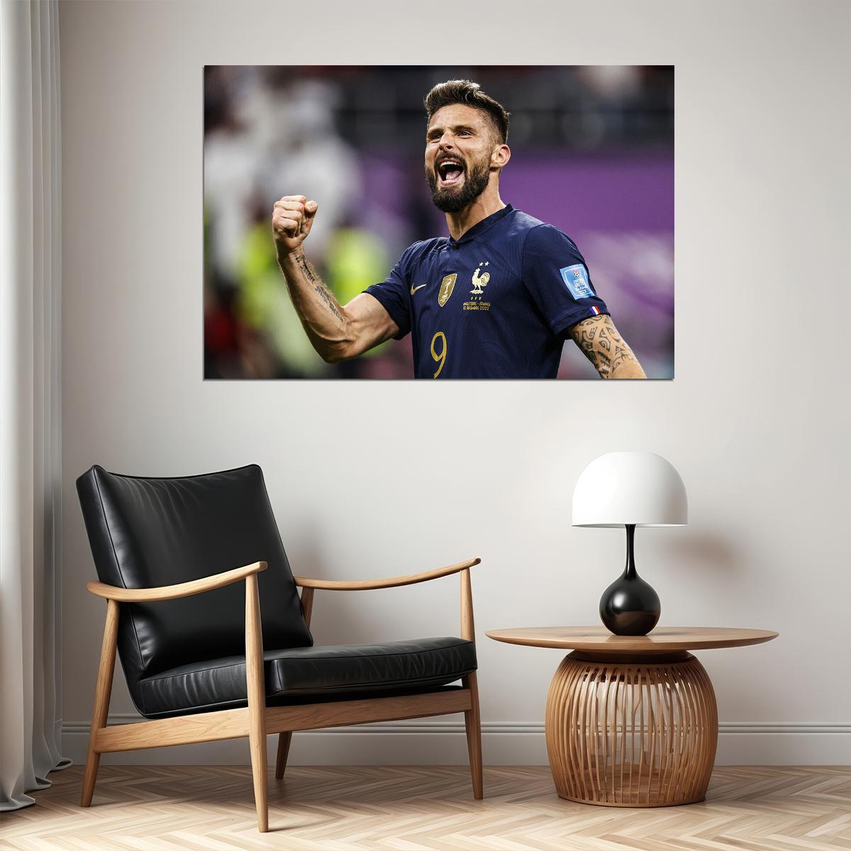Olivier Giroud Goal Celebration France World Cup Poster Wall Art Print Home Wall Decor - xonomax