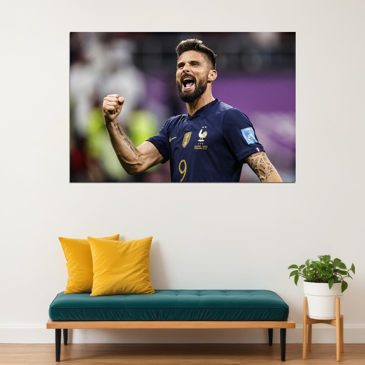 Olivier Giroud Goal Celebration France World Cup Poster Wall Art Print Home Wall Decor - xonomax