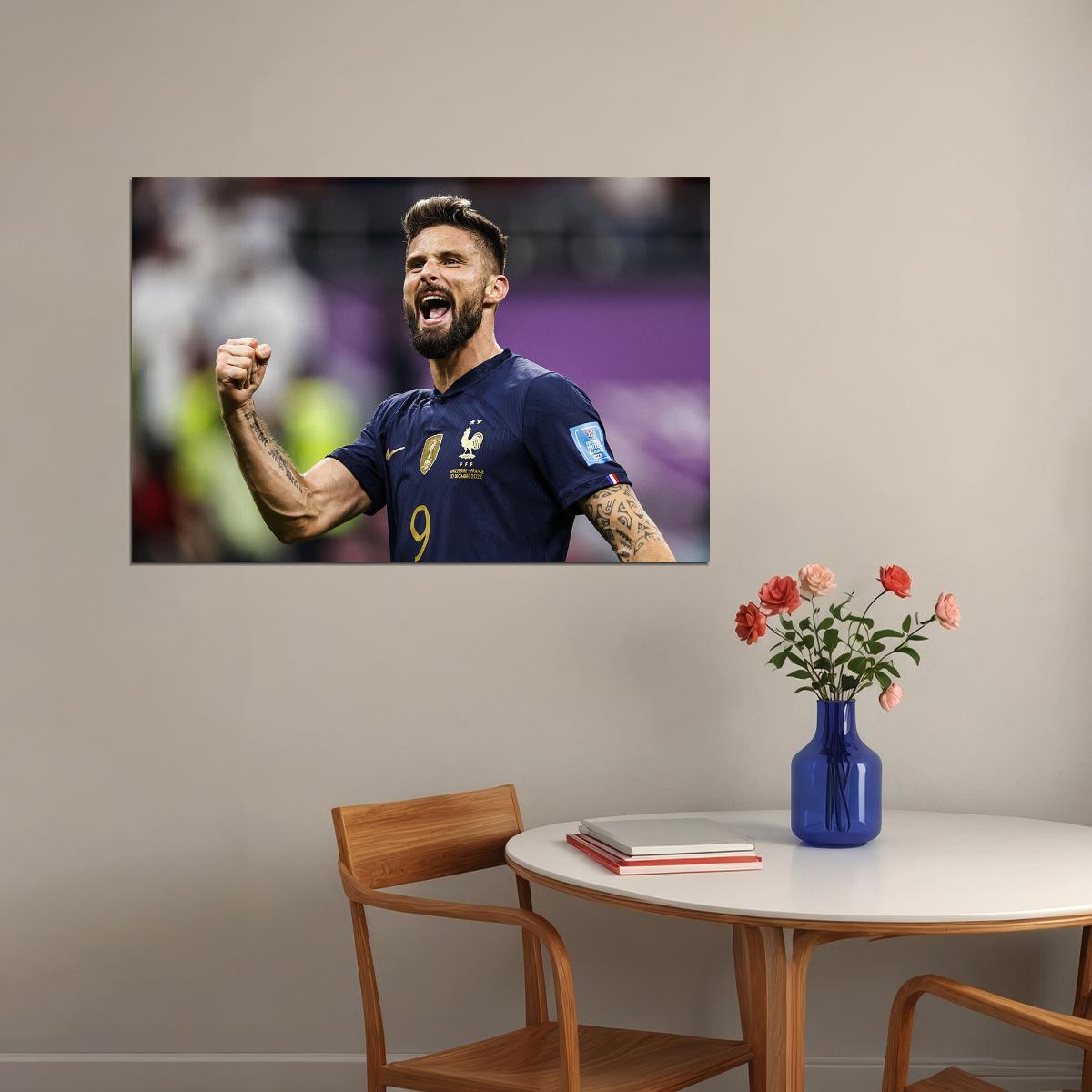 Olivier Giroud Goal Celebration France World Cup Poster Wall Art Print Home Wall Decor - xonomax