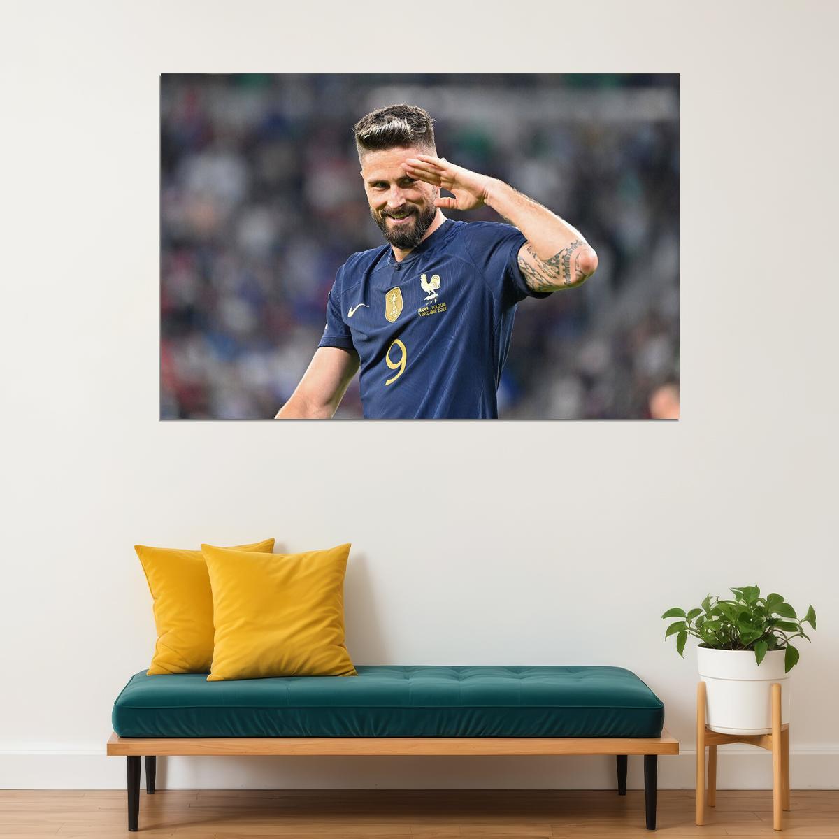 Olivier Giroud Goal Celebration France World Cup Poster Wall Art Print Home Wall Decor - xonomax