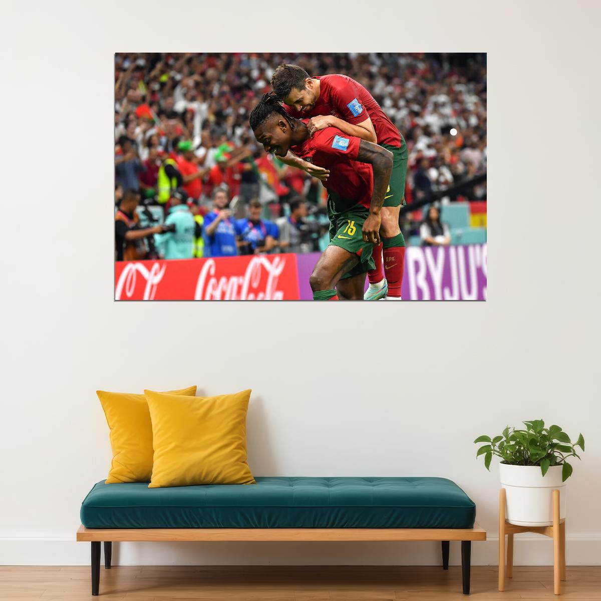 Rafael Leao Goal Celebration Portugal World Cup Poster Wall Art Print Home Wall Decor - xonomax